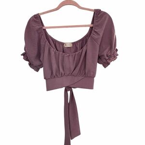 Altar’d State Women’s Mauve Puff Sleeve Crop Top - Size XL - PTP 16” Ex. Cond.